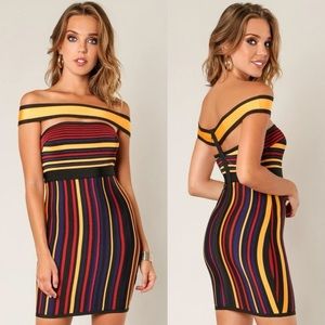🖤 Wow Couture Sexy Club Striped Bandage Mini Dress (C)